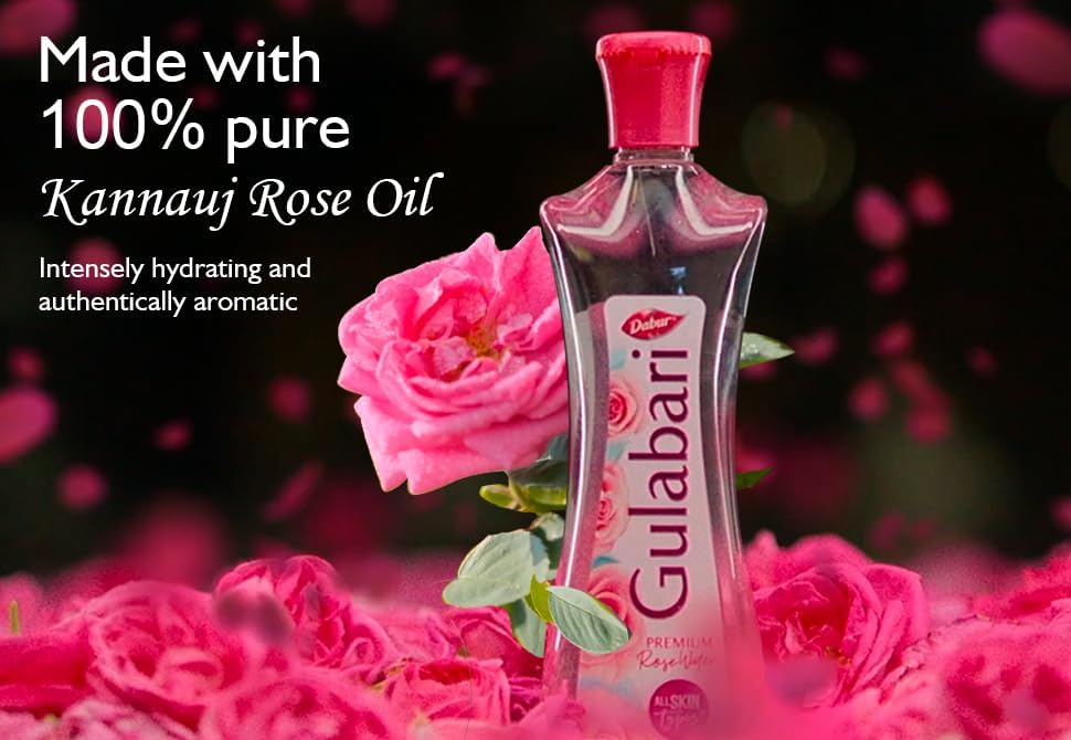 Dabur Gulabari Premium Rose Water - 400ml (Pack of 3) | With No Paraben | Cleanses, Hydrates & Moisturises Skin | Balances & Restores Skin's pH Levels | For All