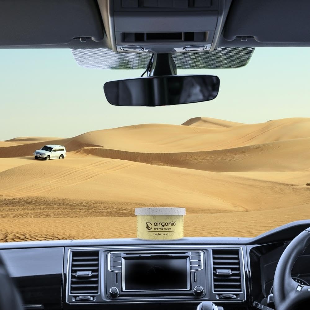 AIRGANIC Aroma Cube - Arabic Oud Organic Air Perfume - 40g | Leakproof Car Air Freshener | Long-Lasting Fragrance | Freshen Up Your Car, Home & Office | Car Acc