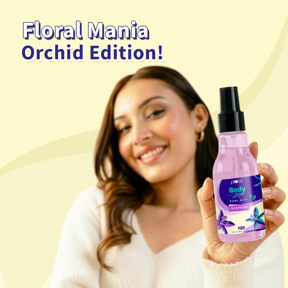 Plum BodyLovin' Orchid-You-Not Body Mist | Long Lasting Fresh Floral Fragrance For Women With Red Apple, Freesia & Musk | High On Fun | Travel-Friendly Perfume