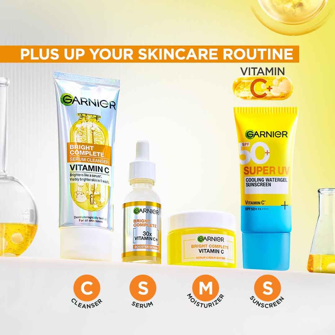 Garnier Skin Naturals, Bright Complete 30X Vitamin C Booster Face Serum, Increases Skin's Glow Instantly and Reduces Spots Overtime, with 2% Niacinamide + 0.5% Salicylic Acid, for Men & Women, 50 ml