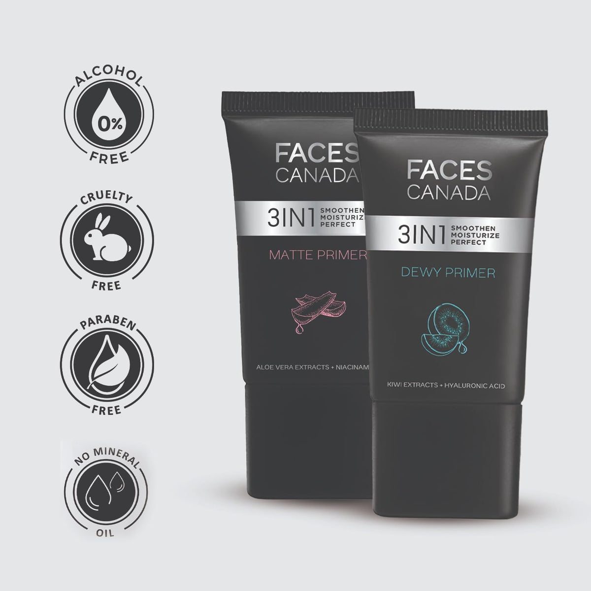 FACES CANADA Matte Primer, 30g | Oil-Free Matte Finish | Lightweight Gel Texture | Smoothens & Moisturizes Skin | Niacinamide, Hyaluronic Acid, Vitamin A, C & E