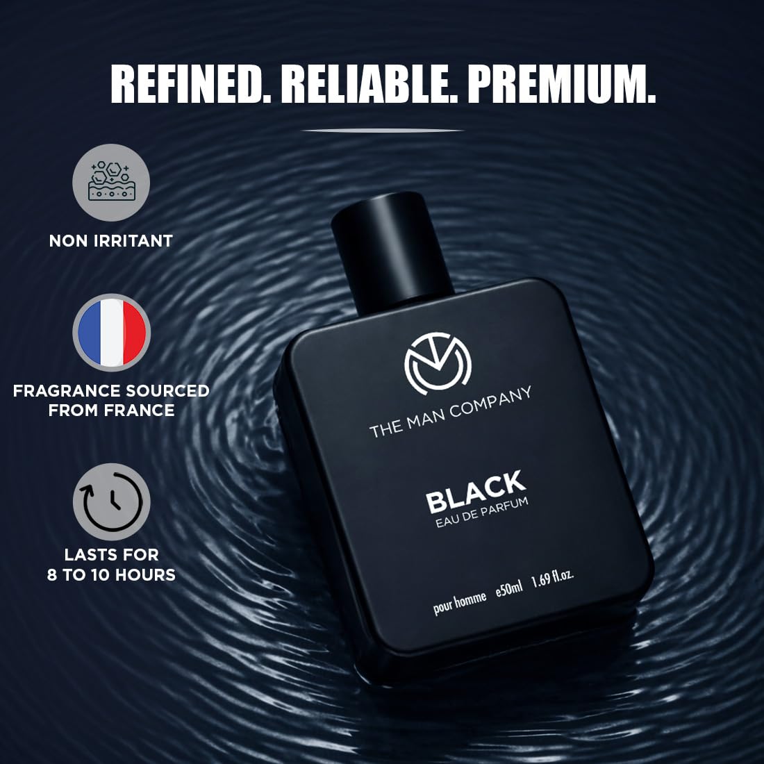 The Man Company Black Eau De Parfum For Men | Fresh Woody Fragrance | Long-Lasting Scent | Evening & After-Hours Wear | 50ml 50 ml (Pack of 1) Eau de Parfum ( E