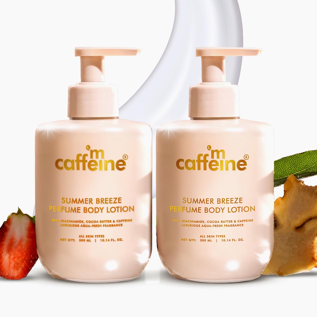 mCaffeine Summer Breeze Perfume Body Lotion|Niacinamide, Cocoa Butter & Shea Butter For Deep Moisturization|Lightweight, Non-Sticky|Aqua-Fresh Beachy Fragrance