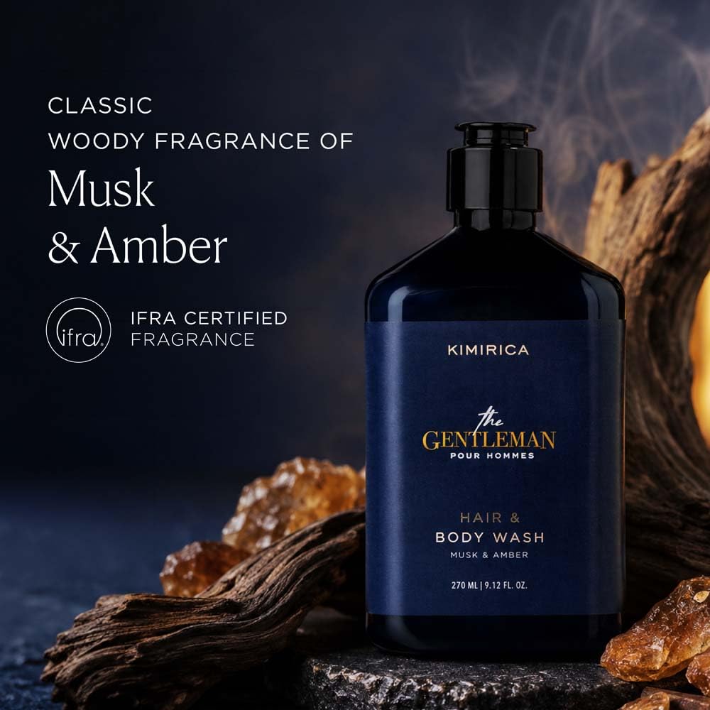 Kimirica The Gentleman Niacinamide Hair & Body Wash -270ml|Enriched with high-performance and restorative blend of Vetiver, Patchouli, and Niacinamide 270 ml (P