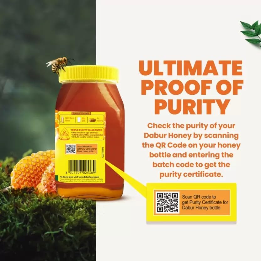 Dabur Honey - 1.2kg | 100% Pure | World's No.1 Honey Brand with No Sugar Adulteration | For Fitness & Health | Natural Immunity Booster | 100% Indigenous | Rich in Antioxidants & Minerals (Pack of 2)