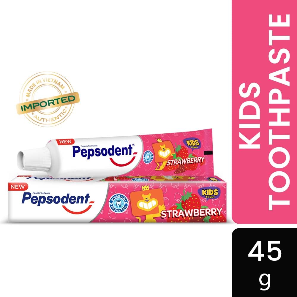 Pepsodent Kids Toothpaste, Strawberry Flavour, Cavity & Enamel Protection, 45G Strawberry 45 g (Pack of 1)