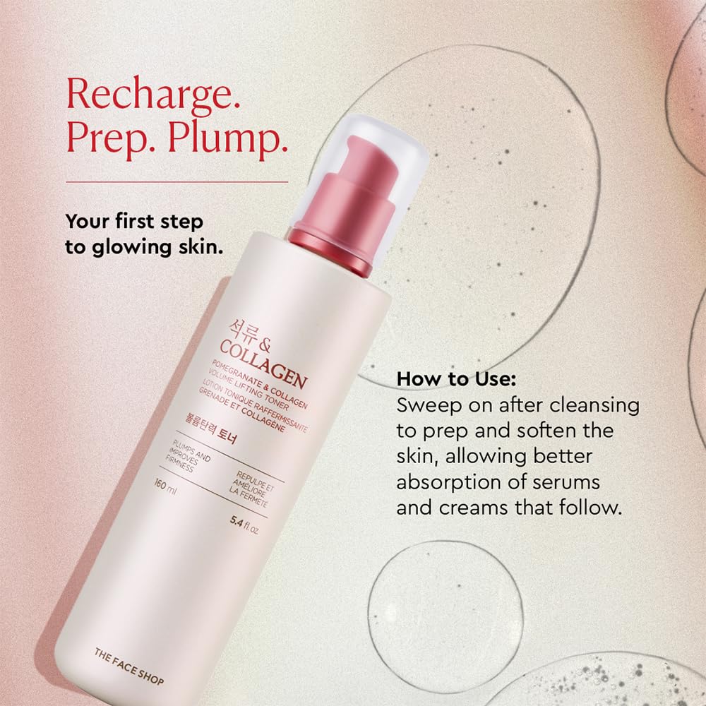 The Face Shop Pomegranate and Collagen Volume Lifting toner with Pomegranate Extracts to nourish & brighten skin|Face Toner for Anti-Ageing, Bright & firm Skin|