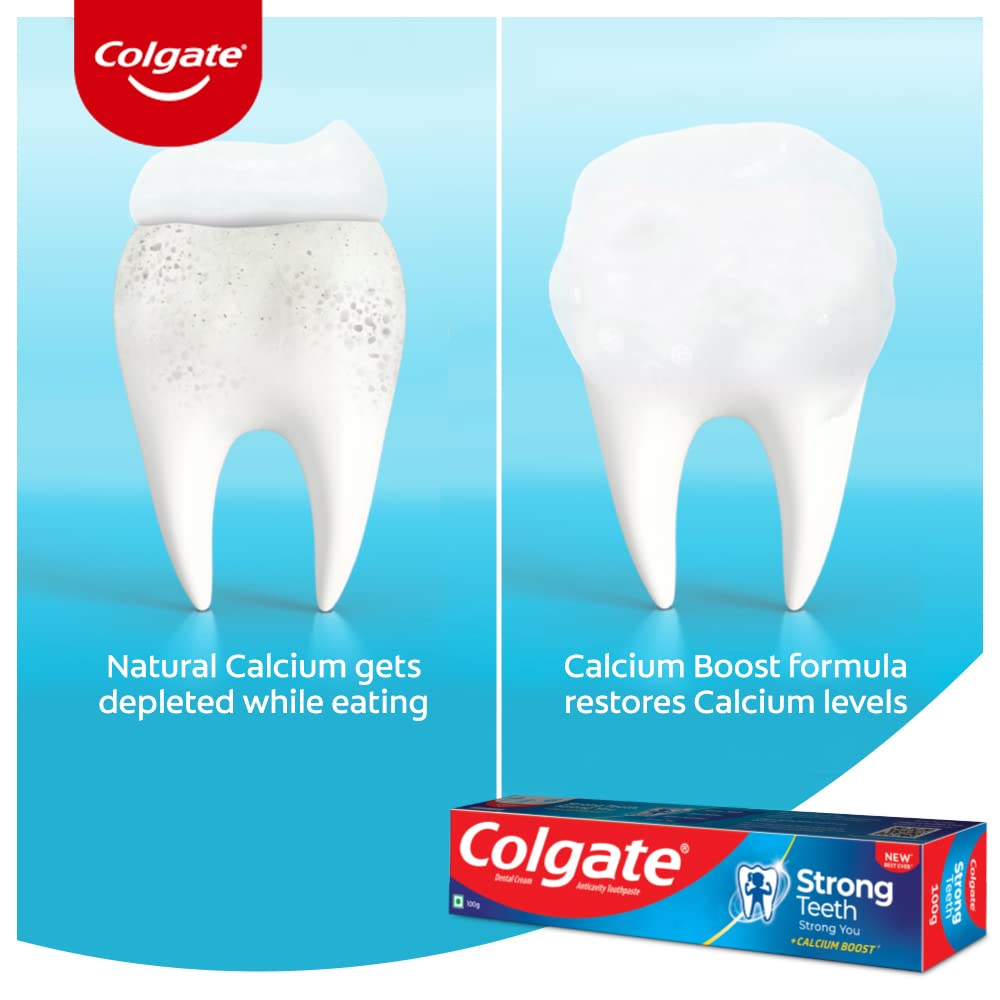 Colgate Cavity Protection Strong Teeth Toothpaste with Amino Shakti - 1000gm (500gX2) Saver Pack , India's No.1 Toothpaste