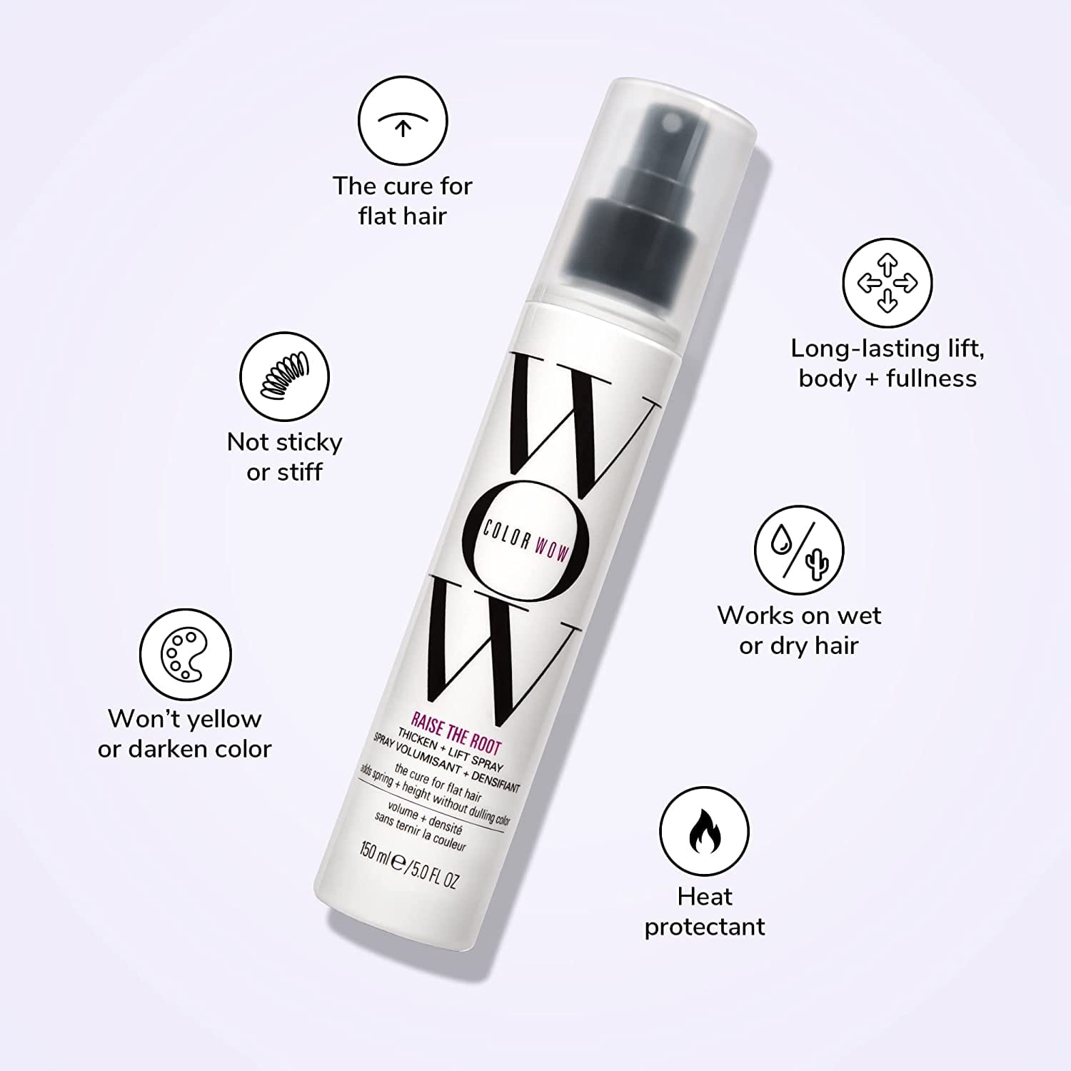 Color Wow - Raise the Root Thicken + Lift Spray – All-day root lift + volume on wet or dry hair (75mL)