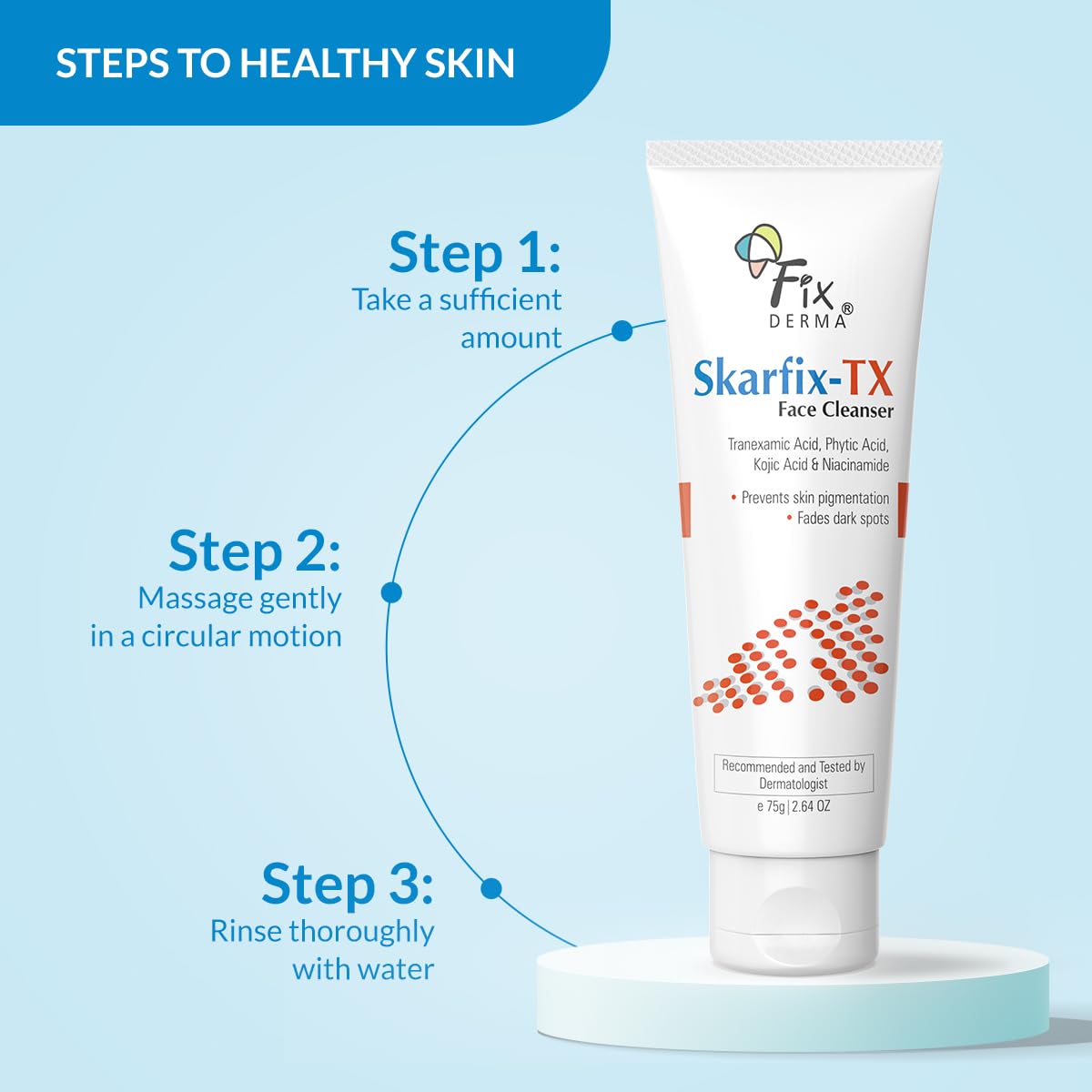 Fixderma Skarfix -TX Face Cleanser with Tranexamic Acid, Kojic Acid & Niacinamide | Kojic Acid Face Wash | Pigmentation Face Wash for All Skin Types - 75gm 75 g