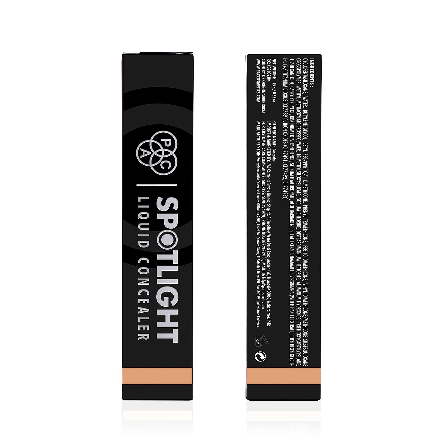 PAC Spotlight Liquid Concealer 08 Barely Nude | Full Coverage Self Setting Creaseproof Formula