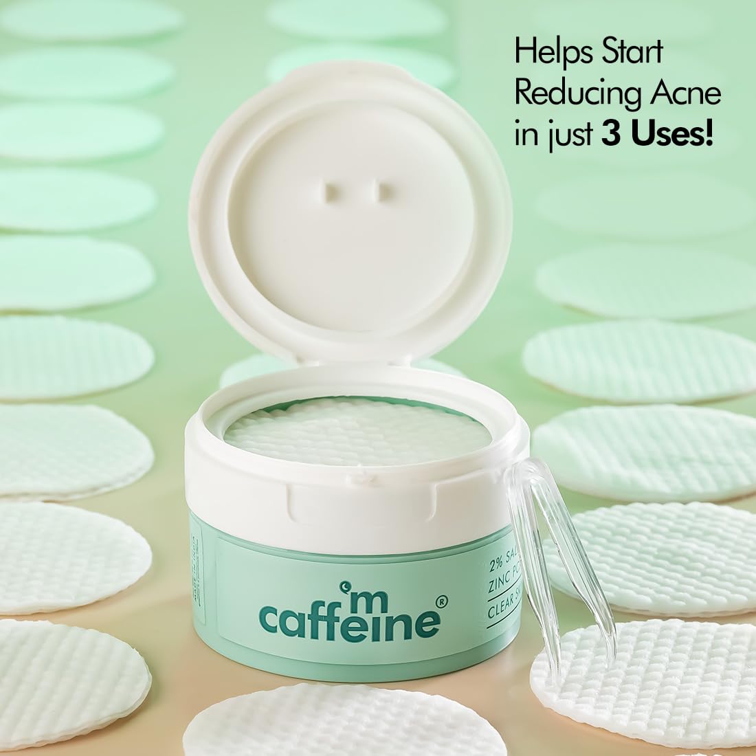 mCaffeine 2% Salicylic Acid Zinc PCA & Matcha Tea Clear Skin Acne Pads | Anti Acne Exfoliating Serum Toner Pads for Acne-Prone Skin | For both Women and Men - 4