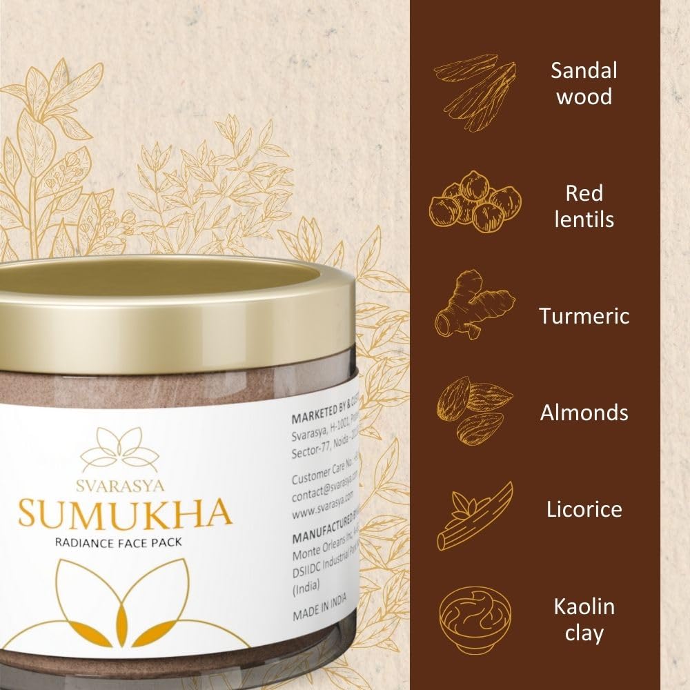 Svarasya Sumukha Ayurvedic Face Pack for women (ubtan powder) | The Ancient Fairness Face pack powder with Natural Ingredients (Sandalwood powder, Licorice powd