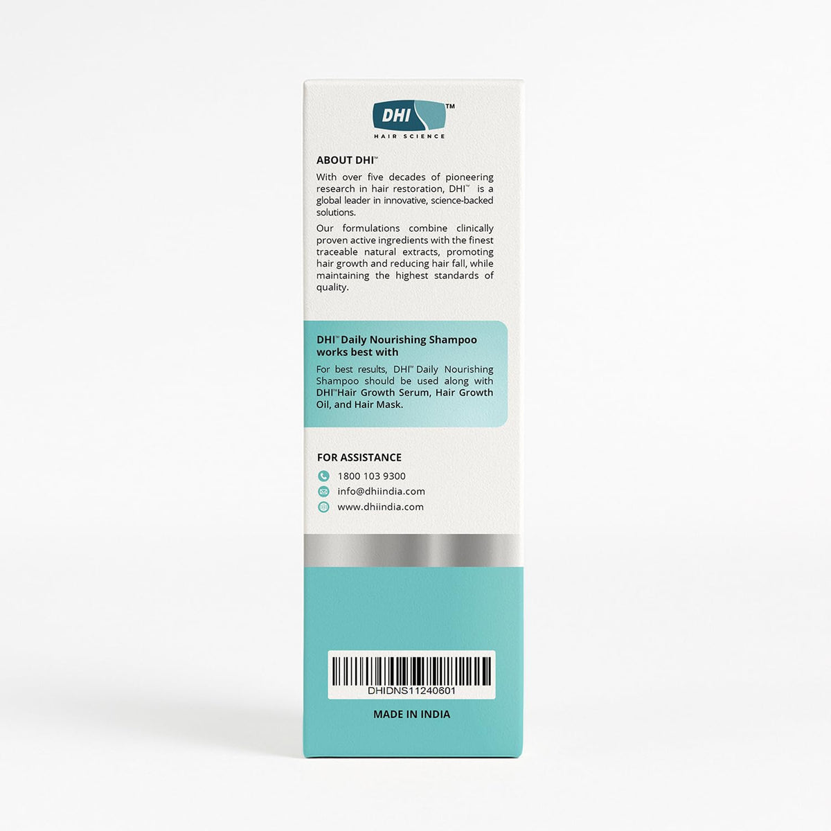 DHI Daily Nourishing Shampoo with Vitamin B3 & B5 | Improves Hair Texture, Protects | Dermatologically Tested | For All Hair Types | Paraben & Sulphate Free for