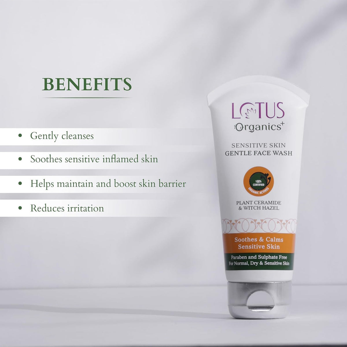 Lotus Organics+ Shea Luxe Tinted Moisturizer (M3 - Dark, 40g)+ Sensitive Skin Gentle Face Wash 80 g