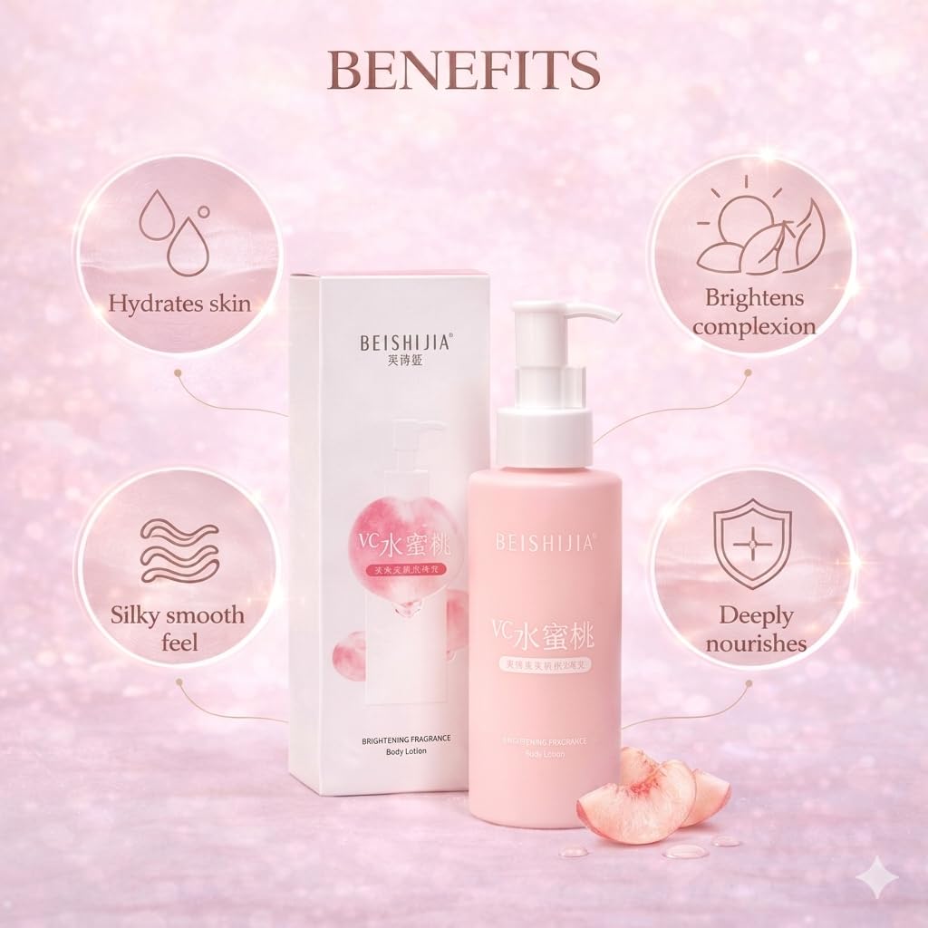 VC Brightening Fragrance Body Lotion || Peach Extract, Vitamin C, Brightening, & Deep Hydration || For Moisturize, Nourish & Glowing skin || For Men & Women ||