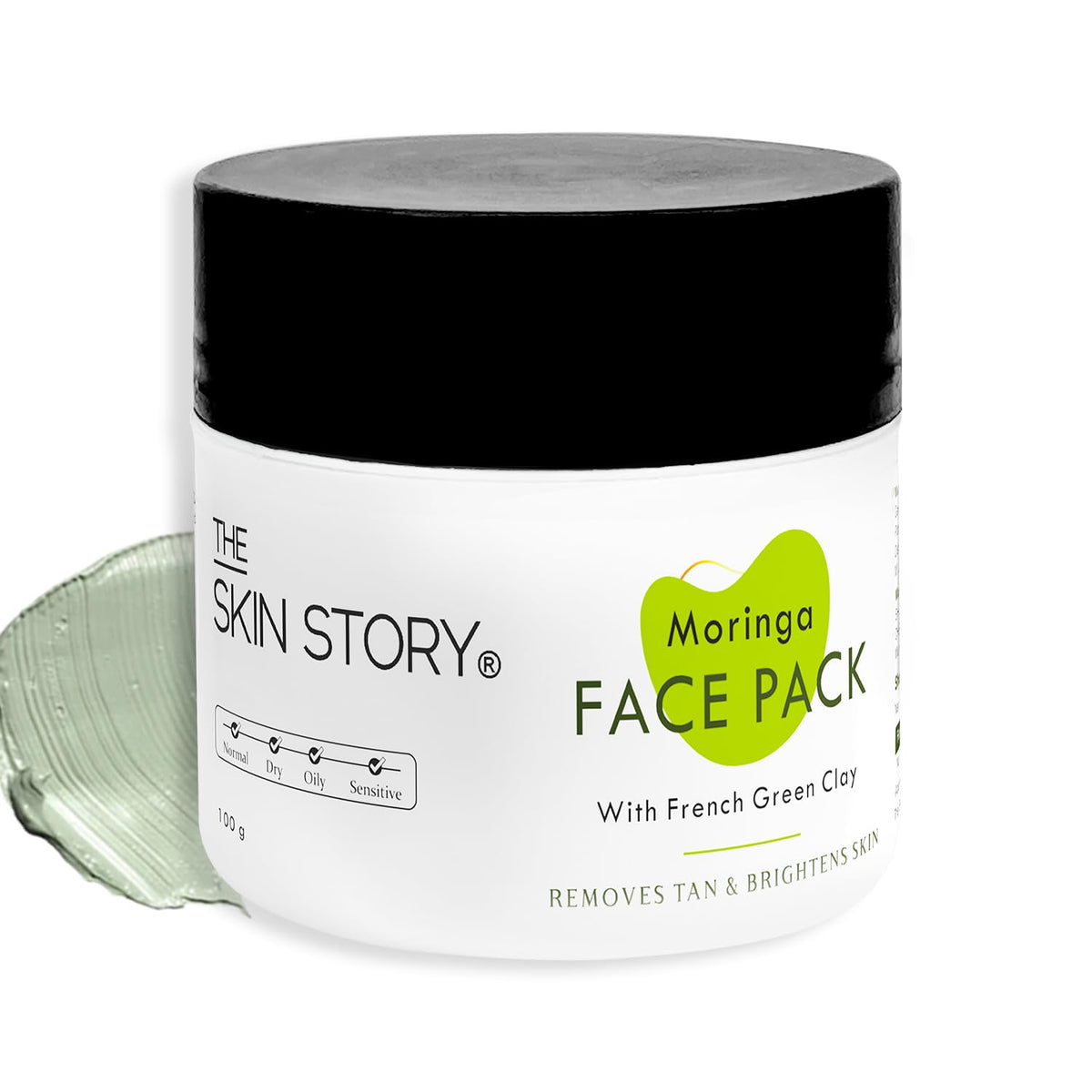 Hydrating Moringa Face Pack with Multani Mitti & French Green Clay | Deep Cleansing, Detoxifying & Brightening Face Mask | Helps Remove Tan, Control Excess Oil,