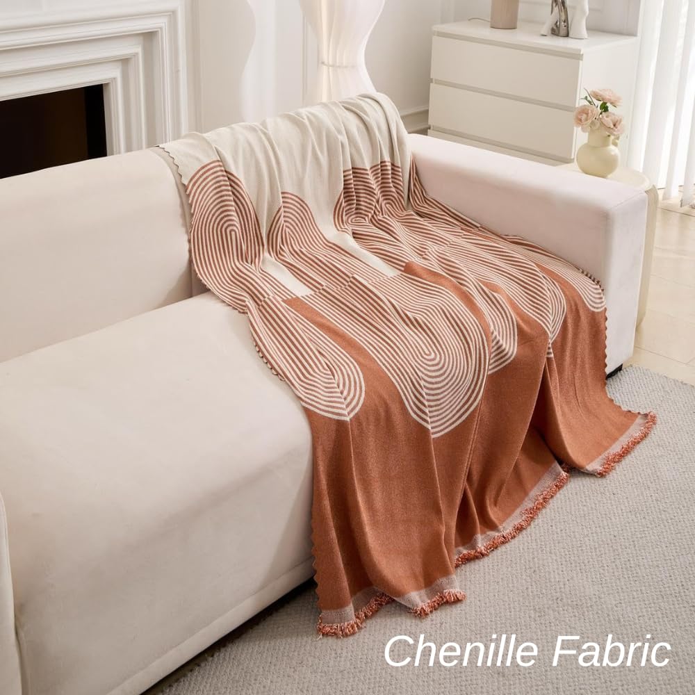 HOMETHREADS Chenille Reversible Thick and Soft Floral Sofa Cover | Elevate Your Living Space with Luxurious Slipcover Solutions for Sofa (Orange, 1 Seater | 70x