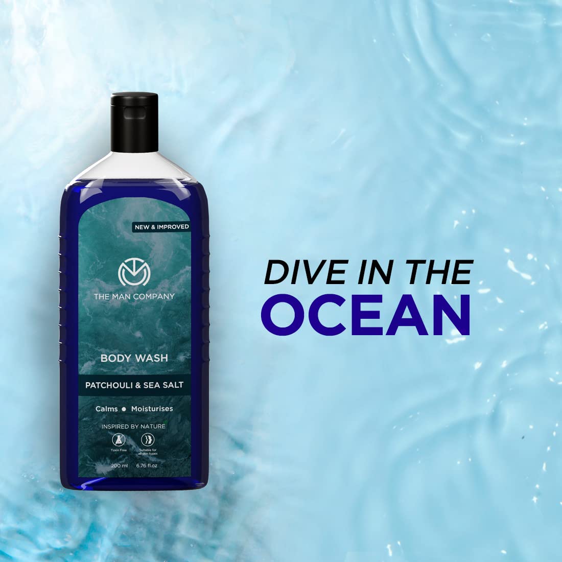 The Man Company Patchouli & Sea Salt Perfumed Body Wash For Men - 200 Ml | Shower Gel For Deep Moisturization & Smooth Skin | Enriched With Green Tea, Turmeric