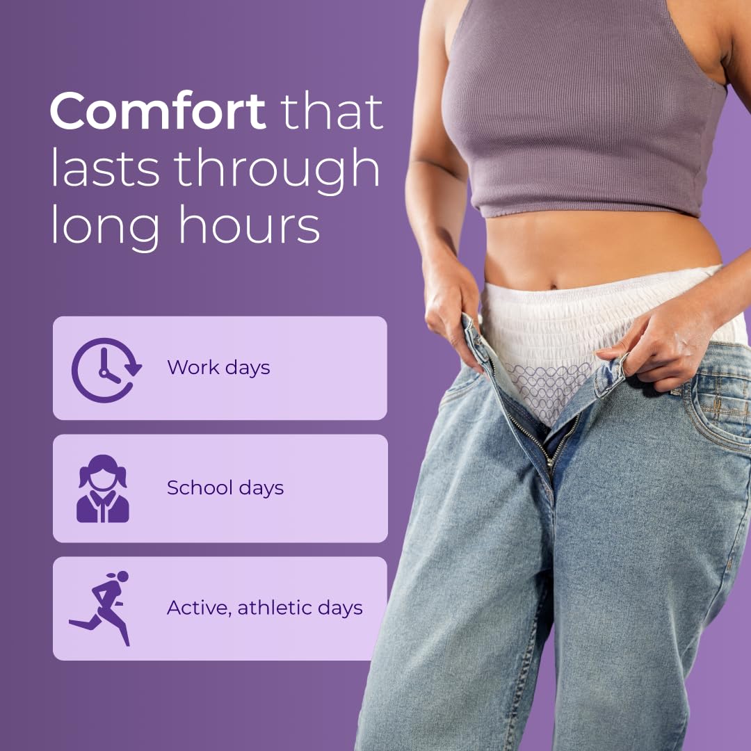 Nua Comfort Disposable Period Panties (XL-XXL) | Pack of 10 Panties | Disposable | 360° Coverage | Zero Irritation | 4x Comfort | For Heavy Flow | No rashes | L