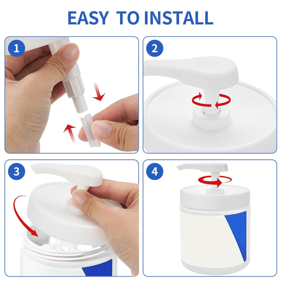 2-Pack Pump Lids Compatible with CeraVe 19 and 16 oz Cream Jars