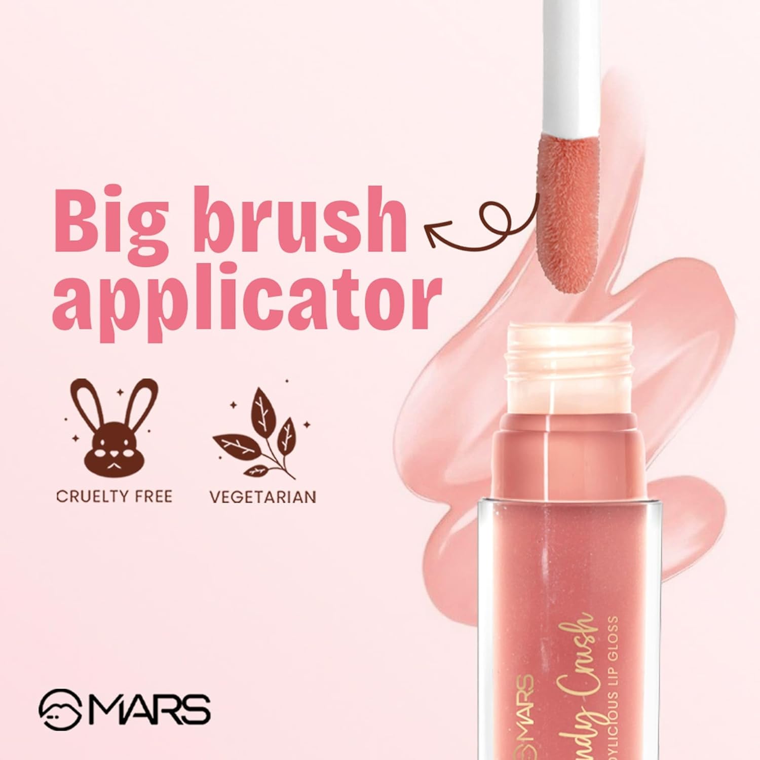MARS Candylicious Sheer Lip Gloss for Women | Hydrating & High Shine | Lightweight | Non-Sticky | Enriched with Vitamin-E, Hyaluronic Acid & Avocado Ester (4.0ml) (11-TOFFEE TWIRL)