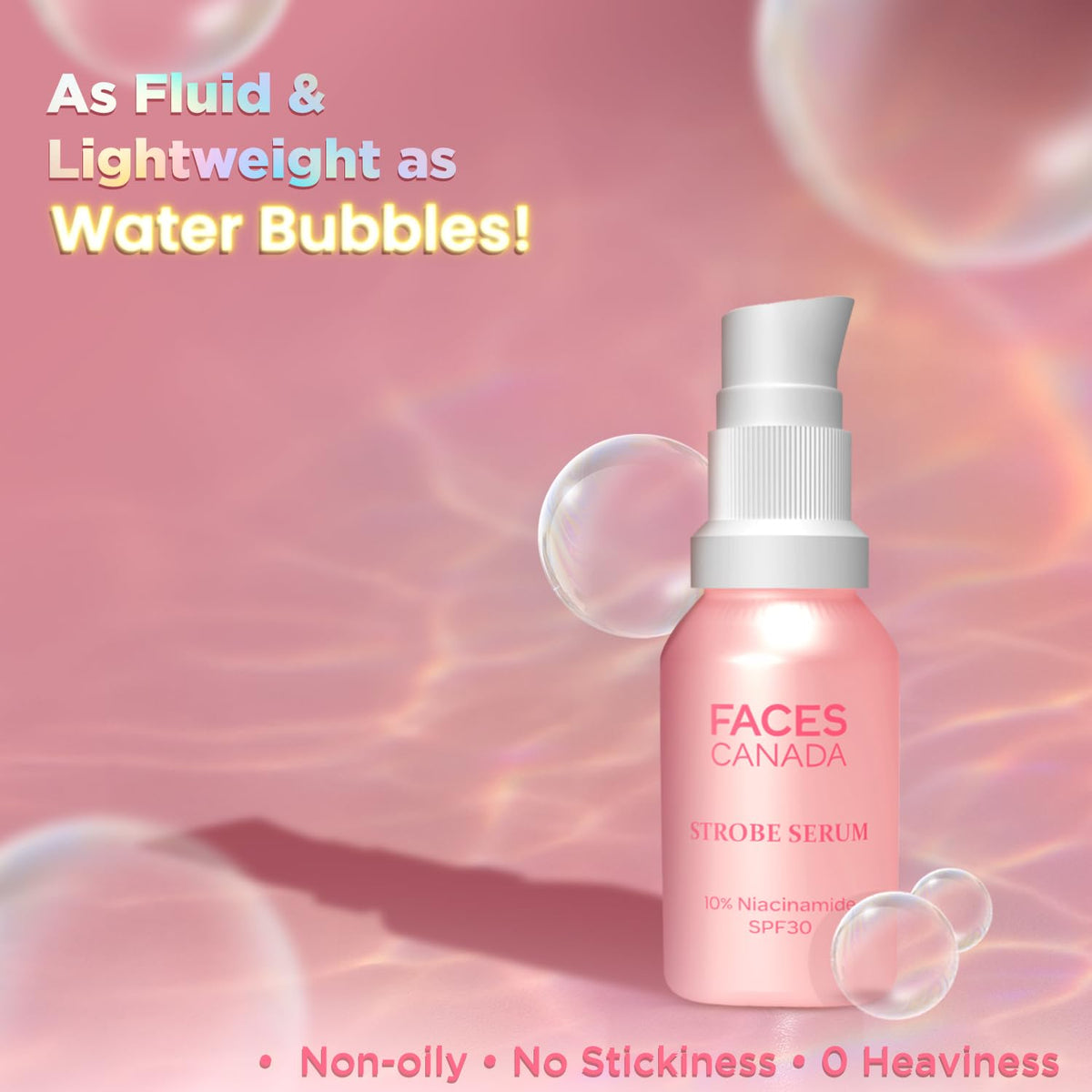 FACES CANADA Strobe Serum Mini - 15ml | Brightening Serum + Strobe Cream + SPF 30 Sunscreen | 10% Niacinamide | Removes Dark Spots & Hyperpigmentation | GlowLif