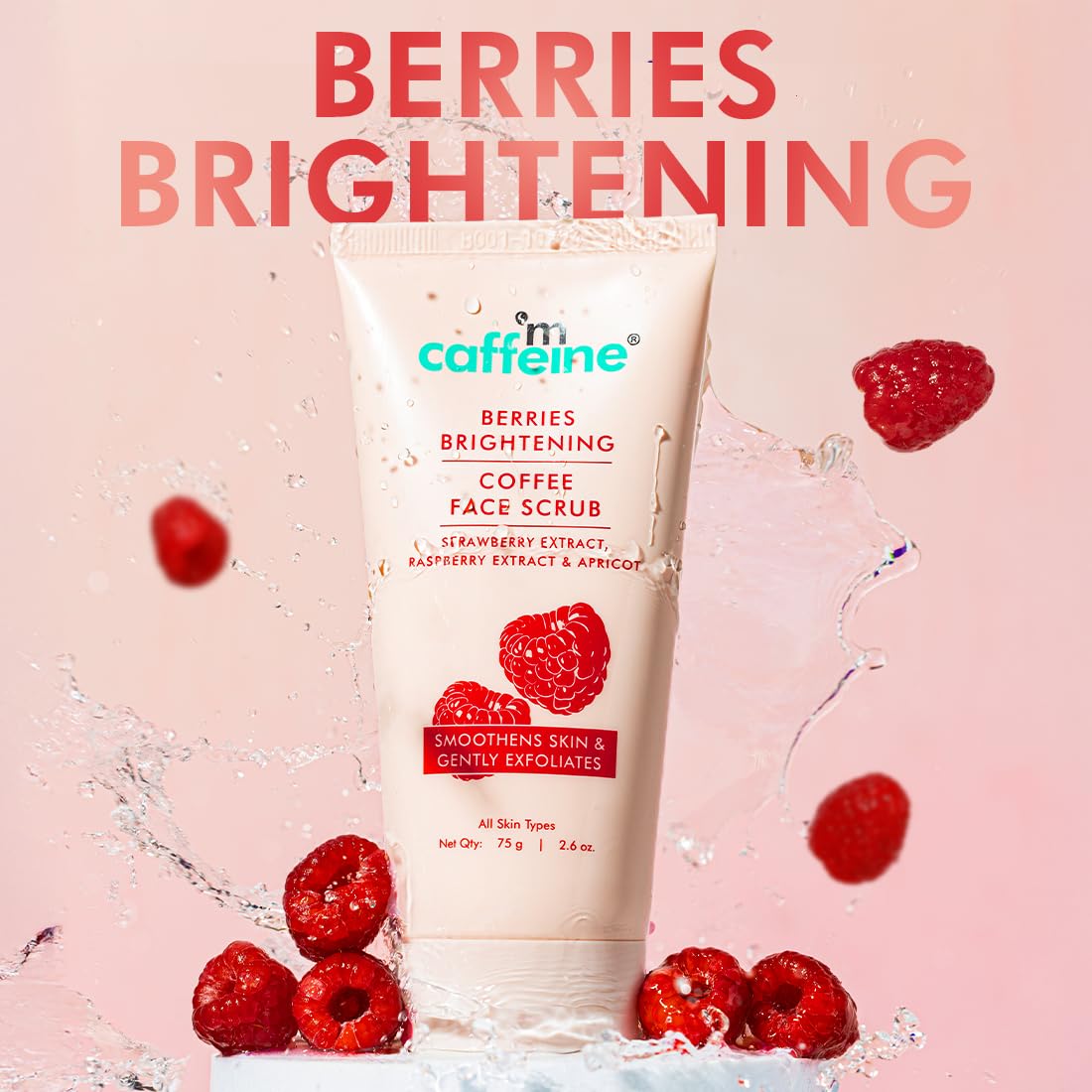 mcaffeine Berries Brightening Coffee Face Scrub For Glowing Skin | Gently Exfoliates, Smoothes & Improves Skin Tone | Removes Tan&Dead Skin | Tan Removal Face S