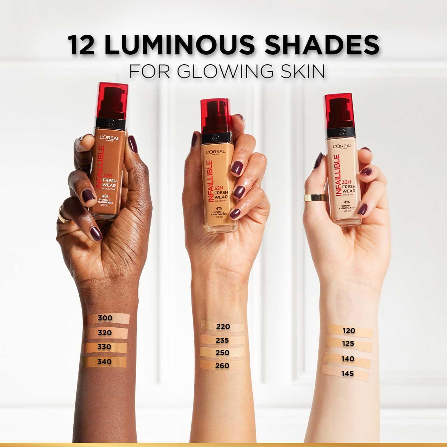 L'Oréal Paris Liquid Foundation, Oil Absorbing Formula, Transferproof, Heatproof and Long-lasting, Infallible 32H Fresh Wear, 300 Amber, 30ml
