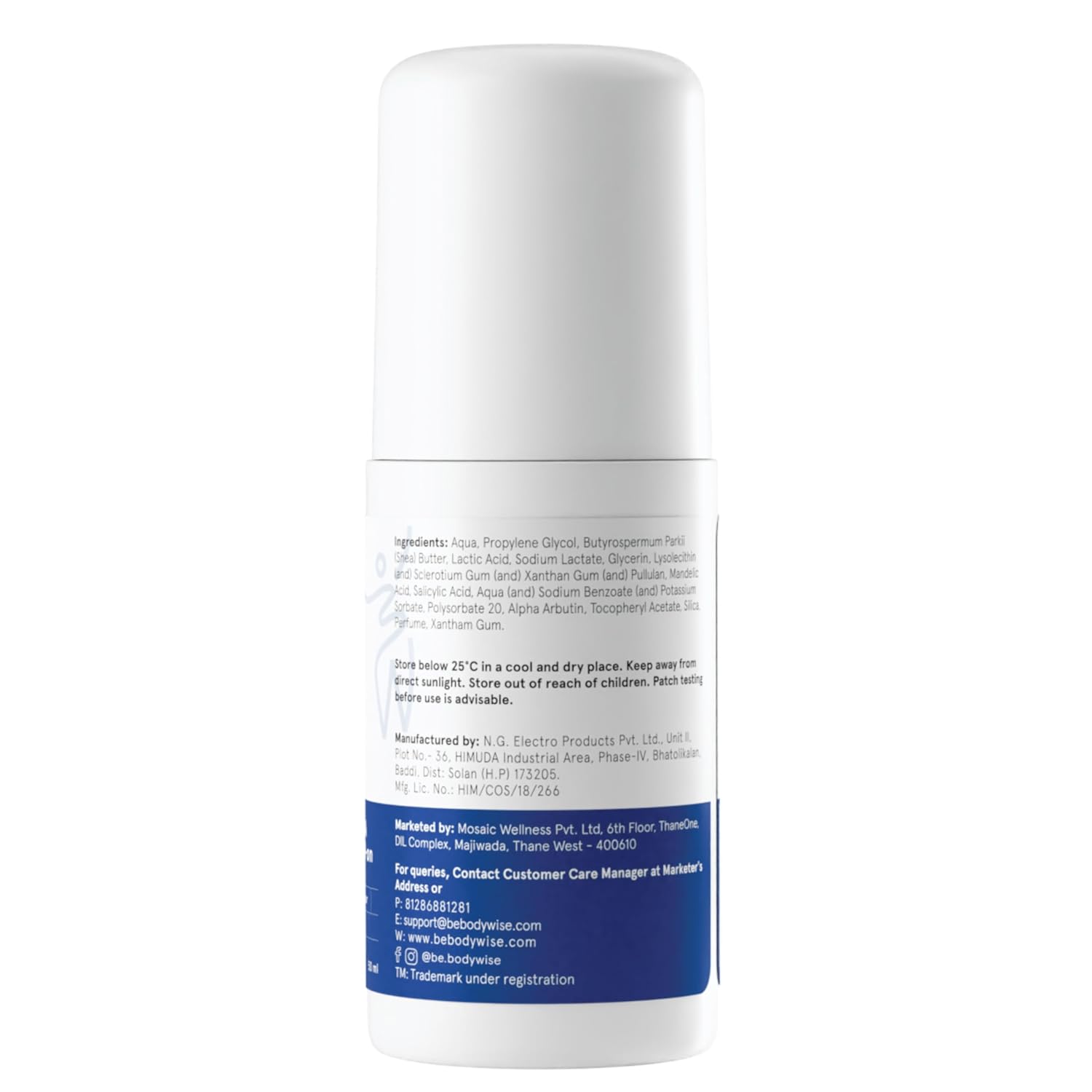 Be Bodywise 4% AHA BHA Underarm Roll-On for Even Tone Skin, 2% Lactic, 1% Mandelic and 1% Salicylic Acid, Controls Odour & Reduces Pigmentation, 0% Alcohol & 0% Aluminium, Flora Fragrance, 50ml
