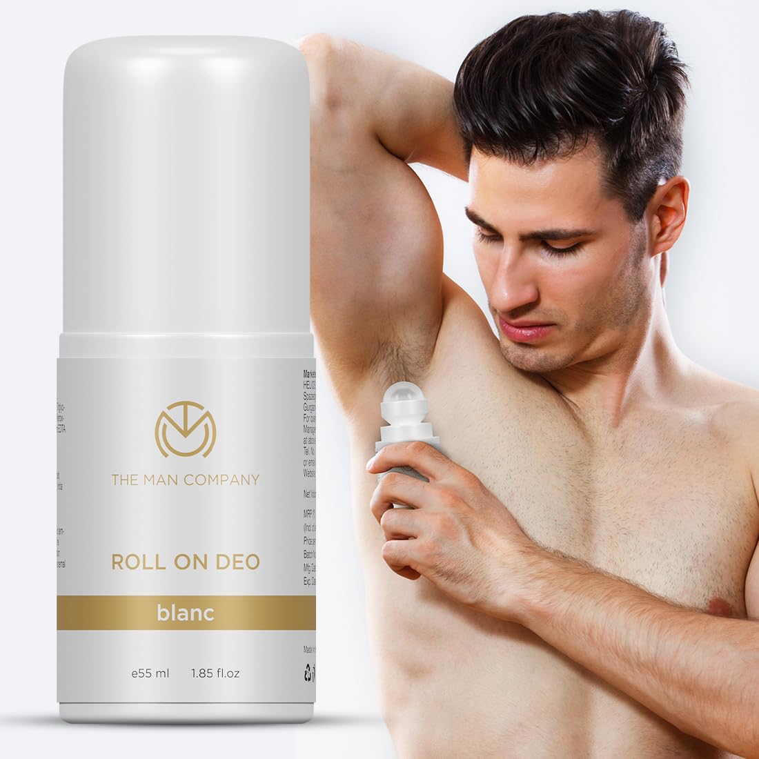 The Man Company Roll On Deo For Man - Blanc | Premium Fragrance with 24-Hour Freshness | Prevents Body Odour, Brightens & Exfoliates Under Arm | Long-Lasting De