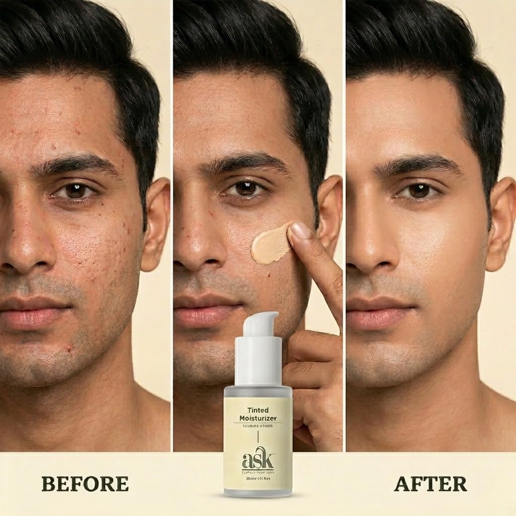 ASK Tinted Moisturizer Cream for Men 30ml | BB Cream | Improves Uneven Skin Tone | Lightweight | Non-Greasy | Hydrating Face Cream | Long-Lasting | All Skin Typ