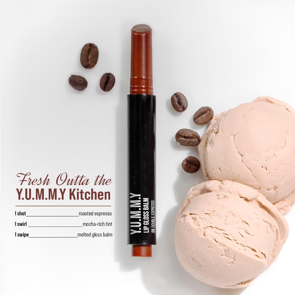 Staze Y.U.M.M.Y Lip Gloss Balm | 3-in-1 Gloss + Tint + Balm | High-Shine Glossy Finish | With SPF 15 | Non-sticky Formula with Hyaluronic Acid & Shea Butter | 05 Double Espresso | 2g
