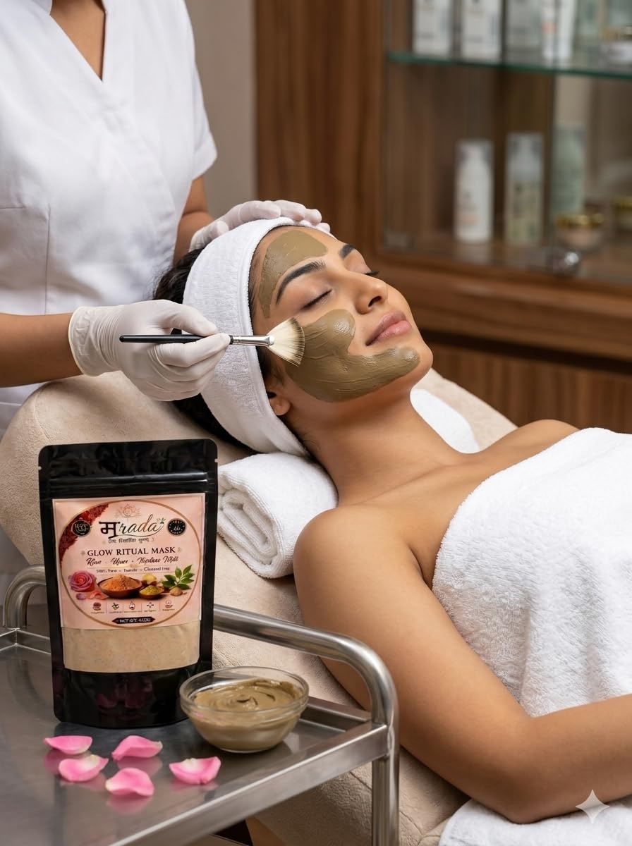 Mraada Glow Ritual Face Mask 100g | Natural Glow & Deep Cleansing Face Pack | Exfoliating, Skin Brightening & Pore Purifying Clay Mask | Oil Control & Radiant S