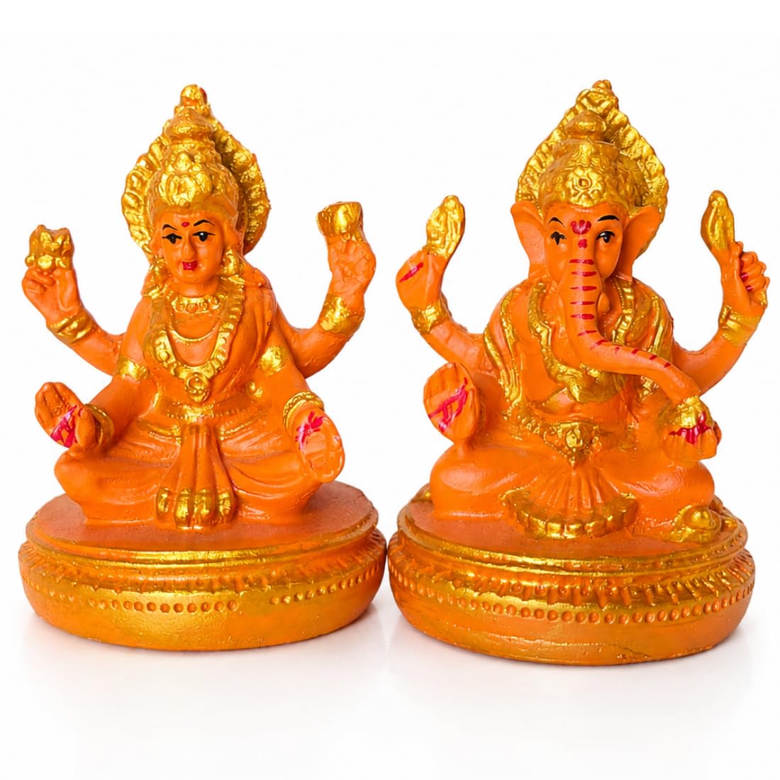 Elegant Resin Laxmi Ganesh Idol Statue for Home Temple | Lakshmi Ganesha Decorative Murti for Pooja, Diwali Decor, Office Desk, Living Room & Religious Gift Ite