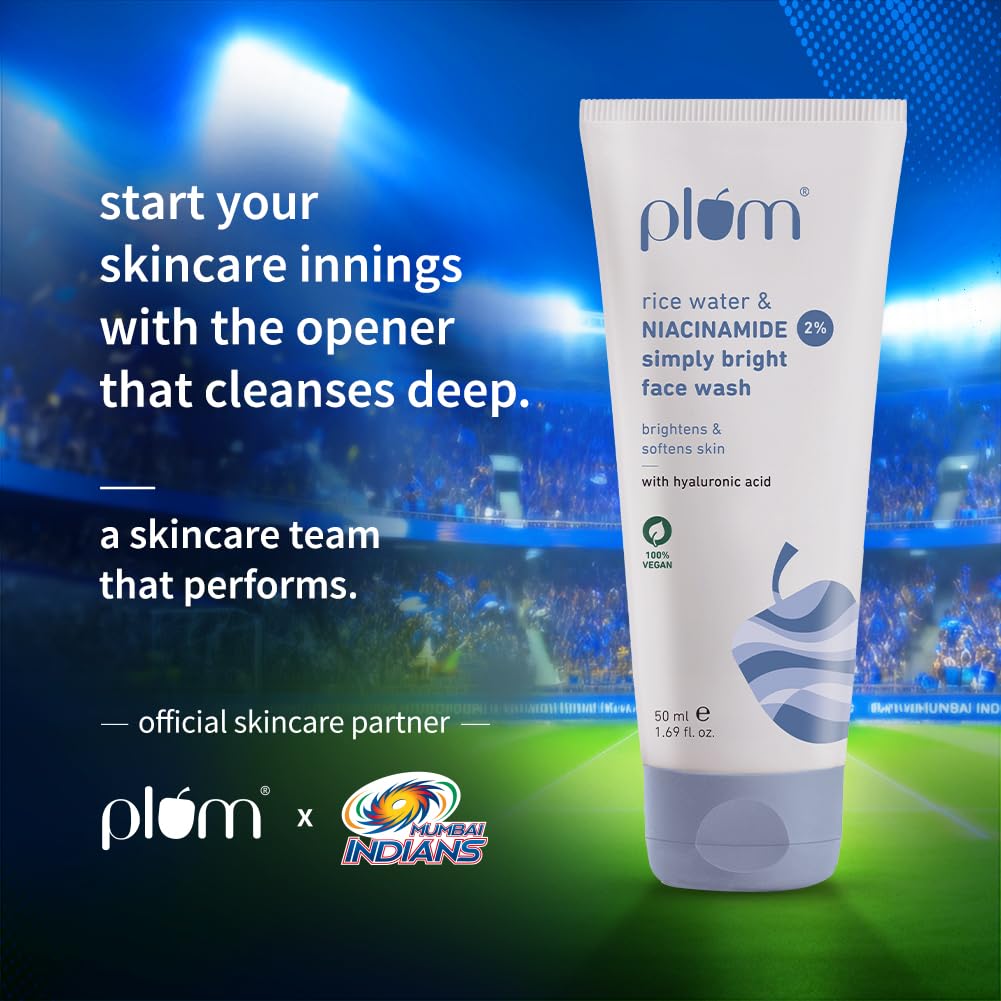 Plum x Mumbai Indians Match-Day Skincare Combo | Facewash, Moisturiser & Sunscreen | CMS Routine for Beginners | Daily Glow & Sun Protection Kit | 100% Vegan |