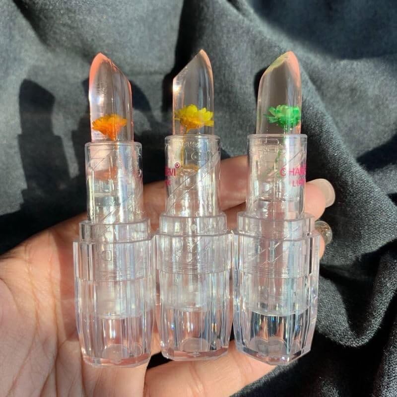 Professional Waterproof Moisturizing Flower Crystal Lipstick Jelly Flower Transparent Color Changing Lip Balm Lipstick For Girls & Women Pack Of 1