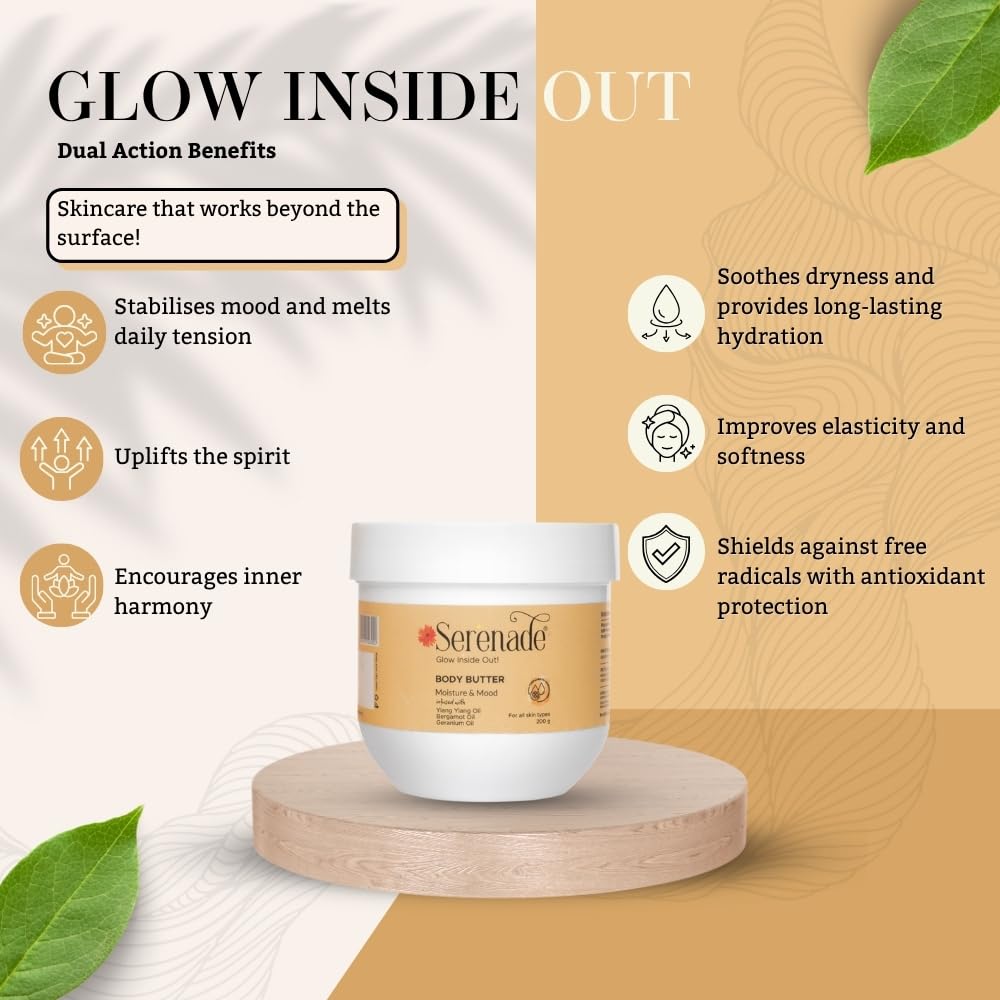 Serenade Moisture & Mood Body Butter | Aromatherapy Infused Skincare for Deep Nourishment & Glow | With Shea Butter, Argan Oil & Hyaluronic Acid | 200 g