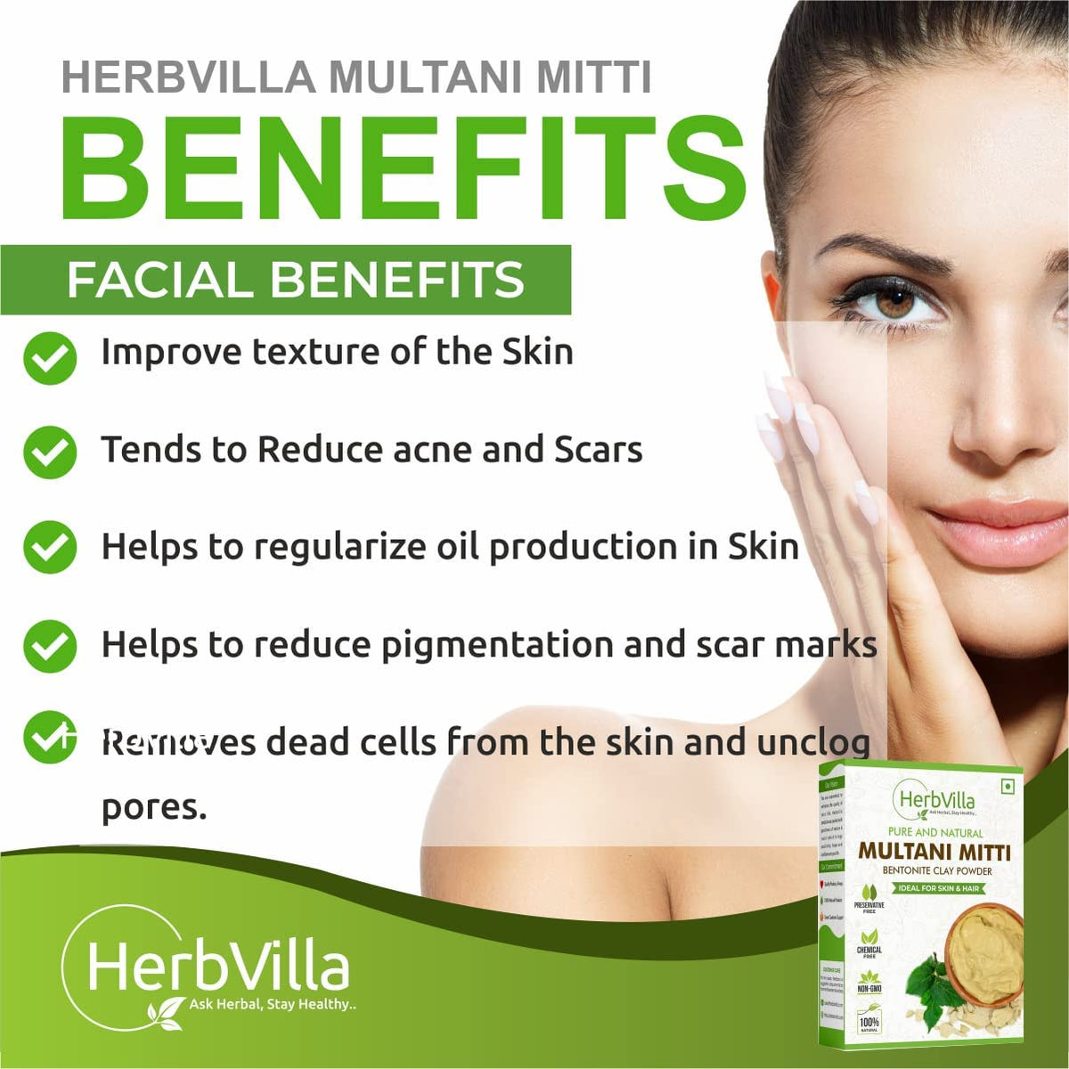 Natural Multani Mitti Powder for Face Pack (200 Grams) Fuller's Earth, Bentonite Clay 200 g (Pack of 1)