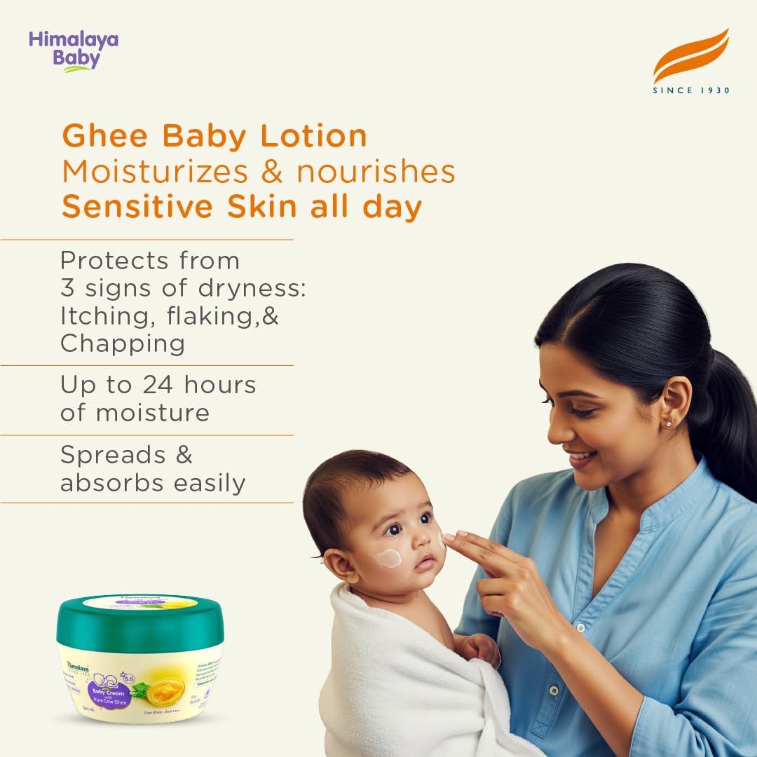Himalaya Baby Cream with Pure Cow Ghee 200ml| For Sensitive Skin| pH 5.5 Pure cow ghee 200 ml (Pack of 1)