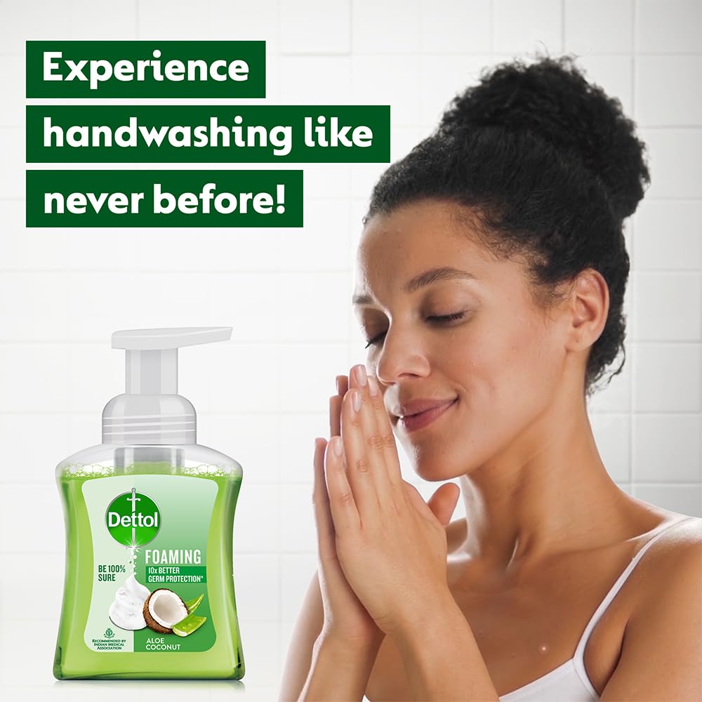 Dettol Foaming Handwash Pump - Aloe Coconut, 250ml | Rich Foam | Moisturizing Hand Wash | Soft on Hands 250 ml (Pack of 1)