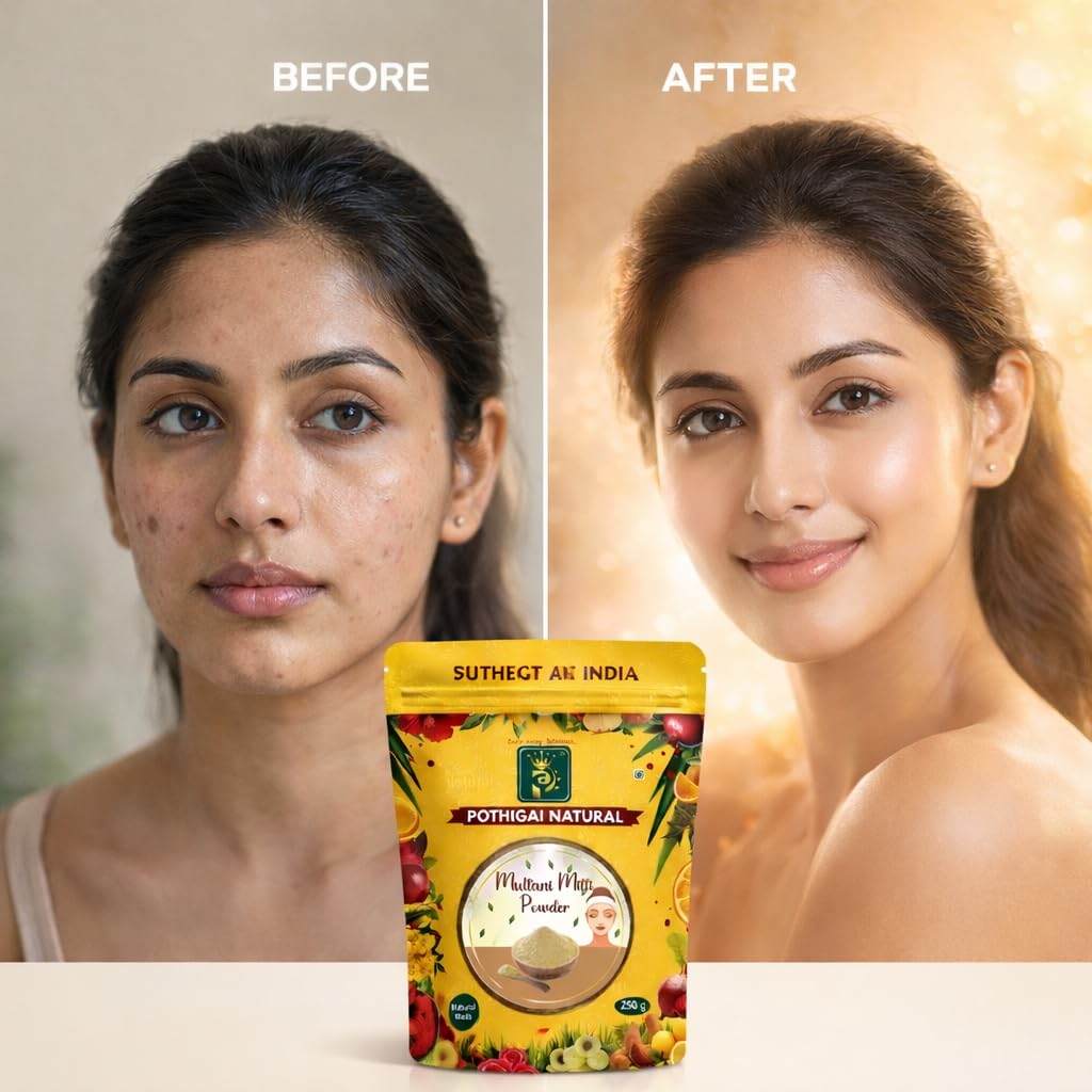 POTHIGAI NATURAL Multani Mitti Powder 250g | 100% Pure Fuller’s Earth for Face Pack, Skin Brightening & Oil Control | Natural Clay for Acne & Hair Care