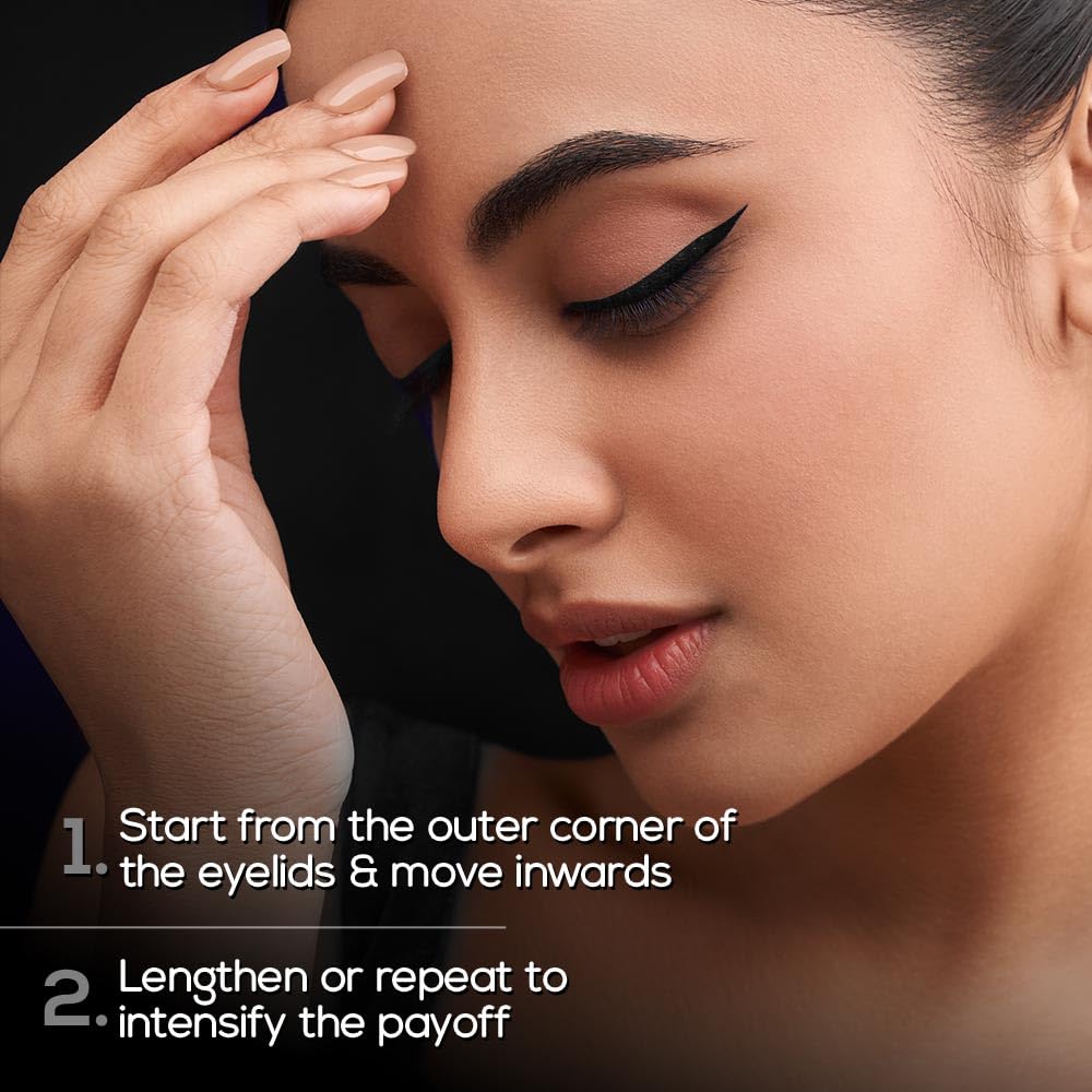RENEE Midnight Matte Eyeliner, Darkest Black, Long Lasting, Smudge-Proof & Waterproof Formula, One-Swipe-Application with Intense Pigment, Enriched with Vitamin E, Camomile & Aloe Vera, 2.5ml