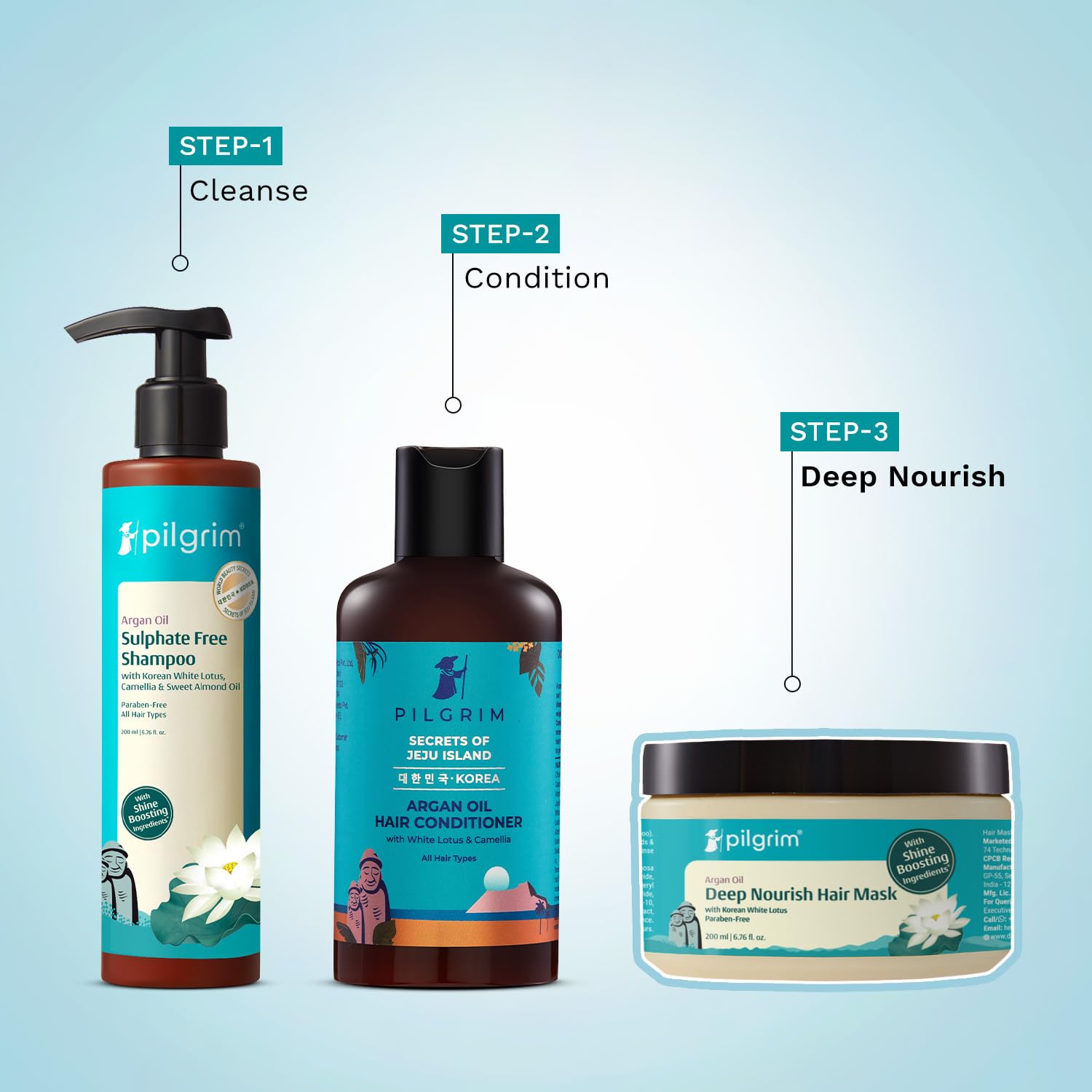 Pilgrim Korean Argan Oil Hair Mask For Dry & Frizzy Hair With White Lotus And Camellia | Hair Mask For Smoothening Hair, Deep Conditioning And Hair Fall Control | For Men & Women | 200Ml, 1 Count