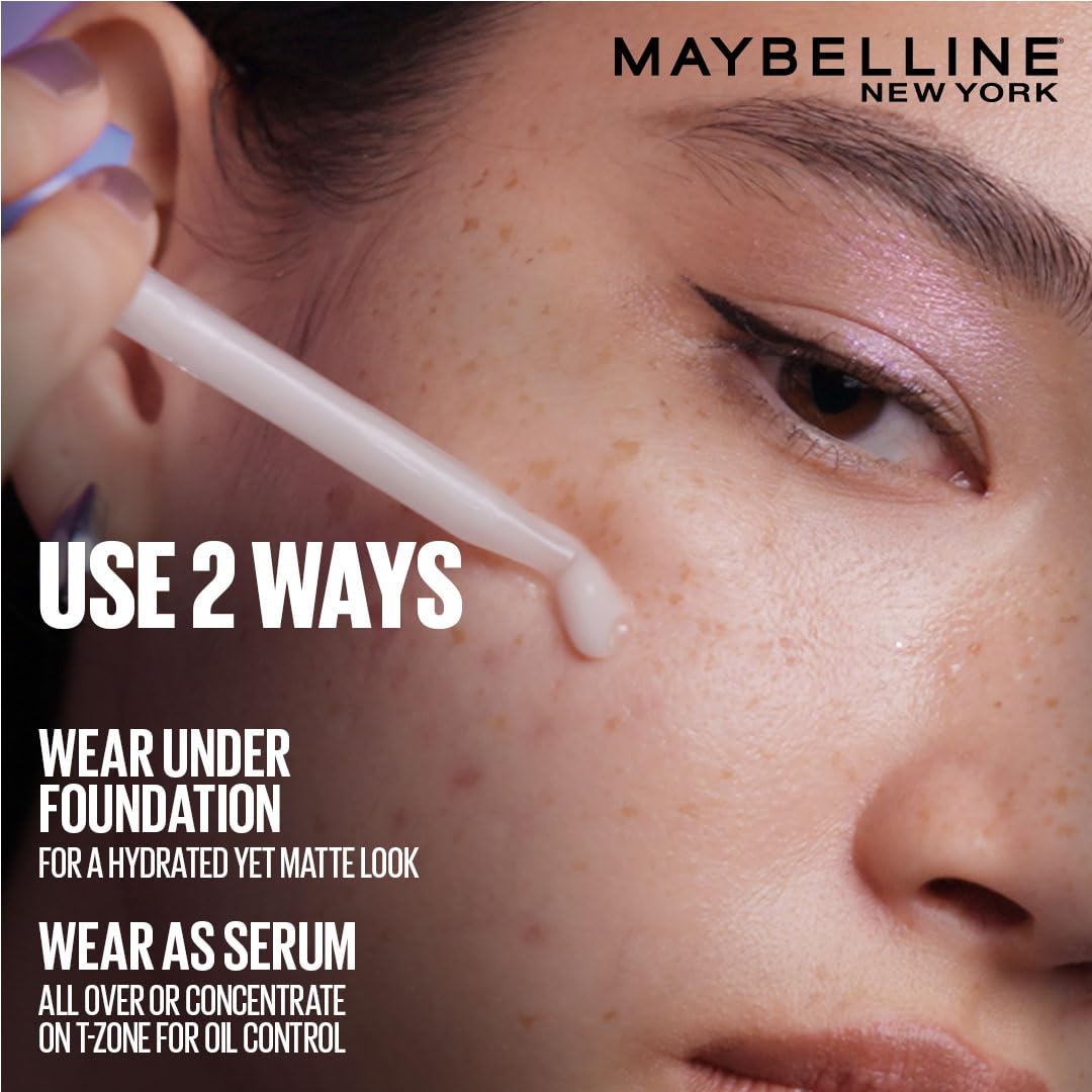 Maybelline New York Shine Stopper Primer | 3-in-1 Serum Primer for Oily Skin to Prime, Mattify, Hydrate with LHA & Salicylic Acid, 25ml