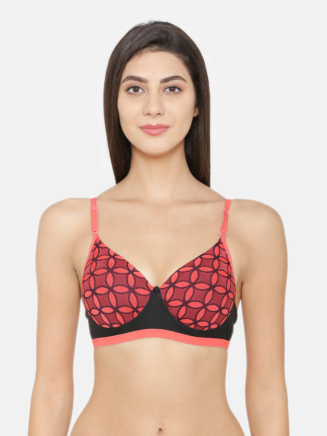 Abelino Printed Heavily Padded Push-up Bra - Black (40B) · 40B