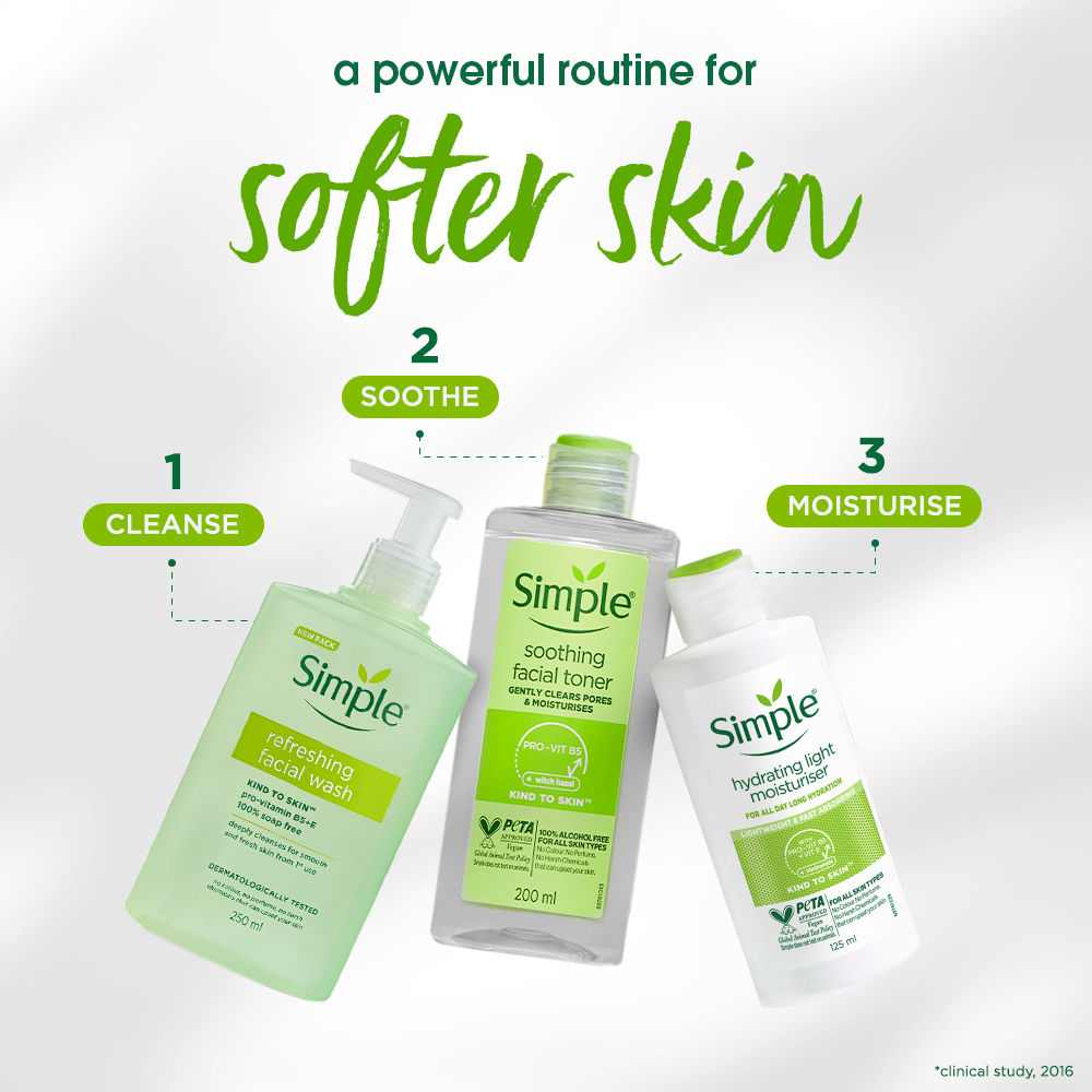 Simple Kind to Skin Refreshing Facewash Mild Face Wash for Sensitive Skin (250ml)