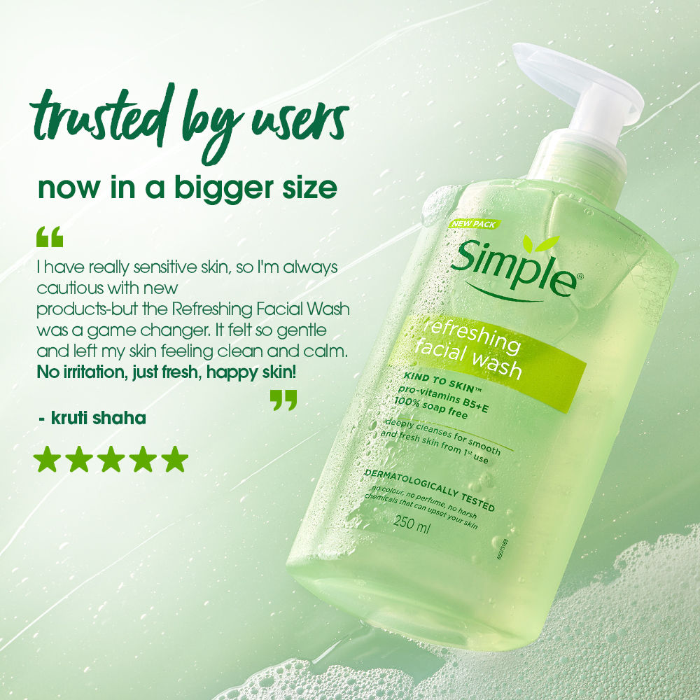 Simple Kind to Skin Refreshing Facewash Mild Face Wash for Sensitive Skin (250ml)