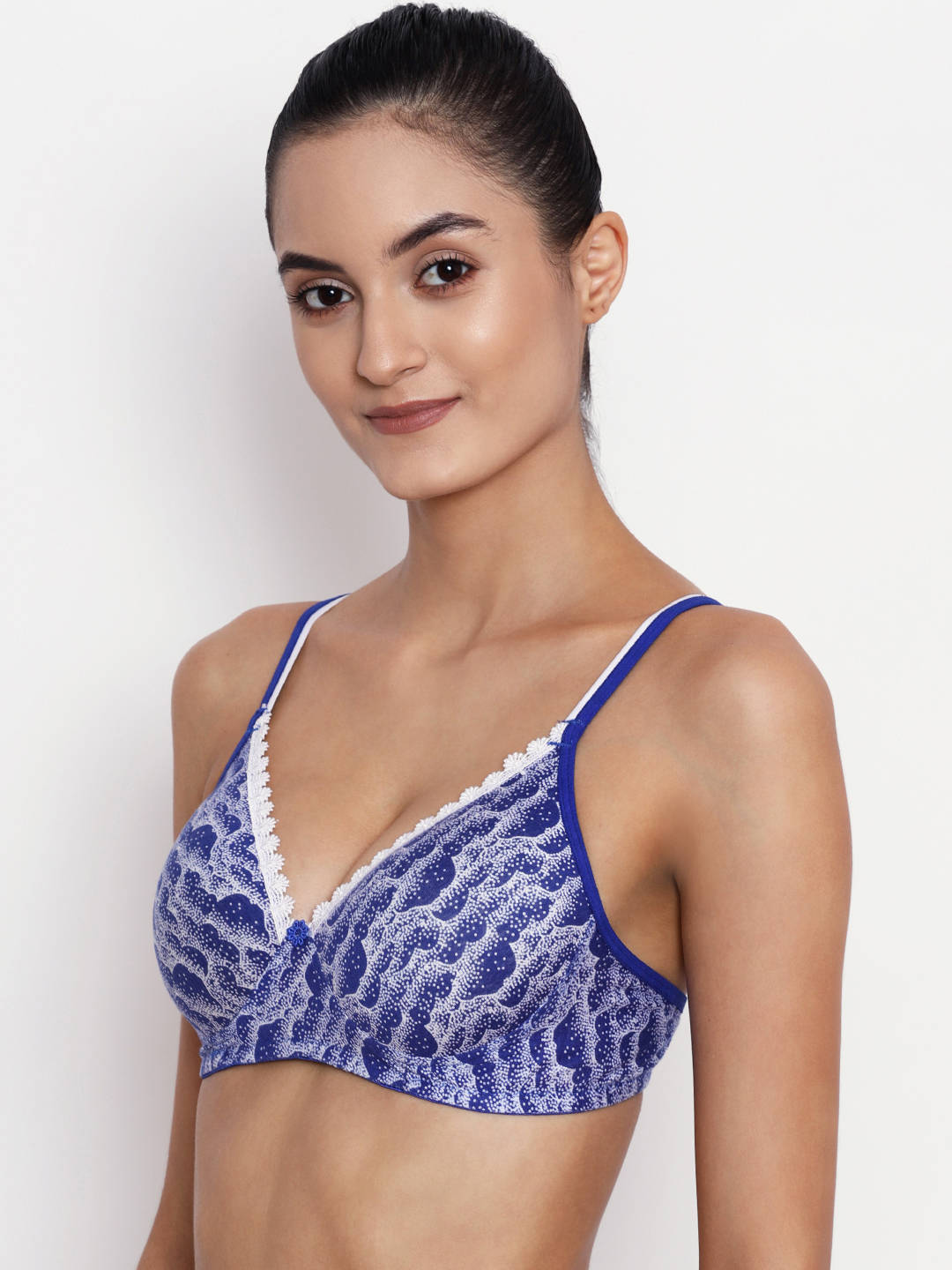Abelino Printed Lightly Padded Push-up Bra - Blue (28B) · 28B