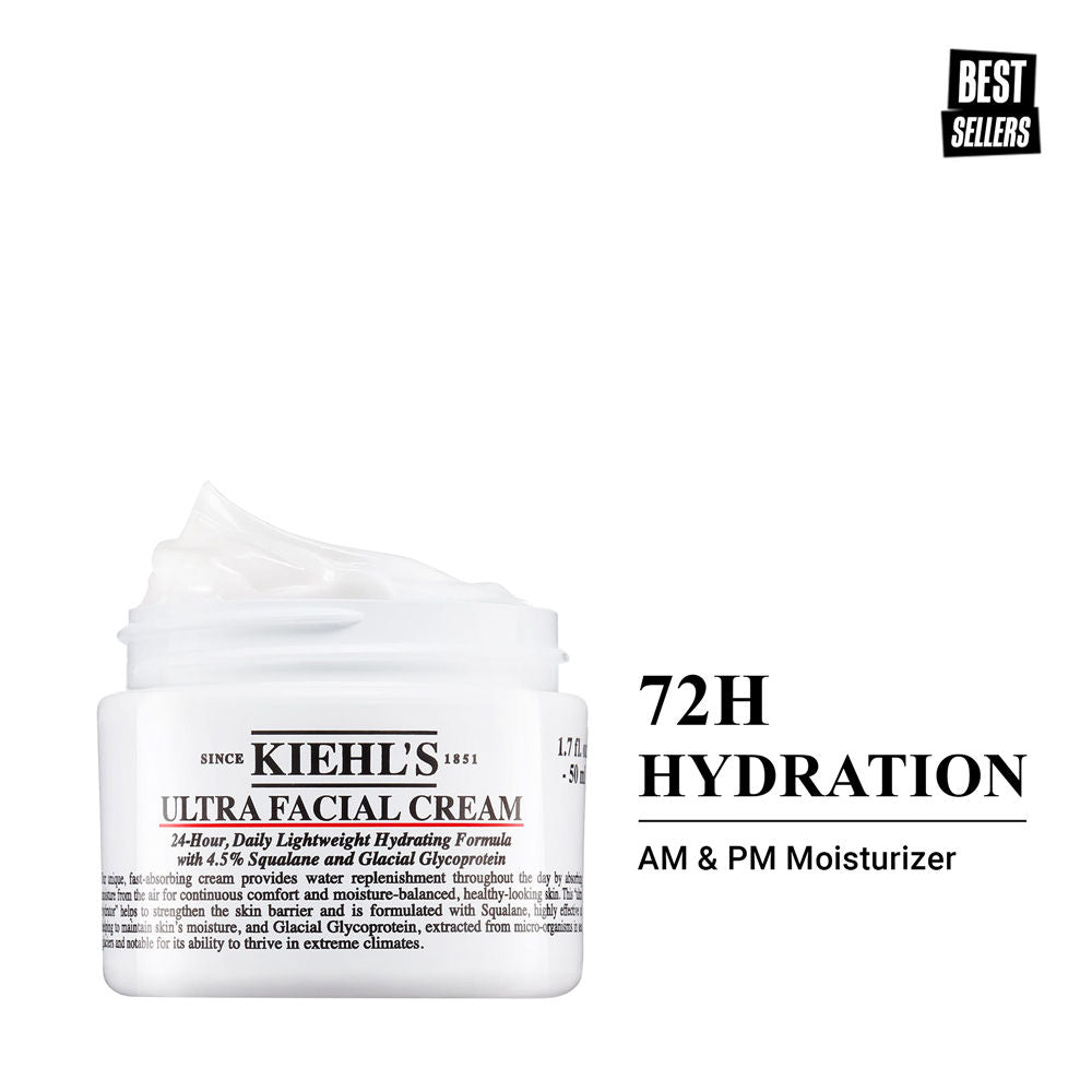 Kiehl's Ultra Facial Cream With 72 Hour Hydration - Moisturizer For Softer, Hydrated Skin (50ml)
